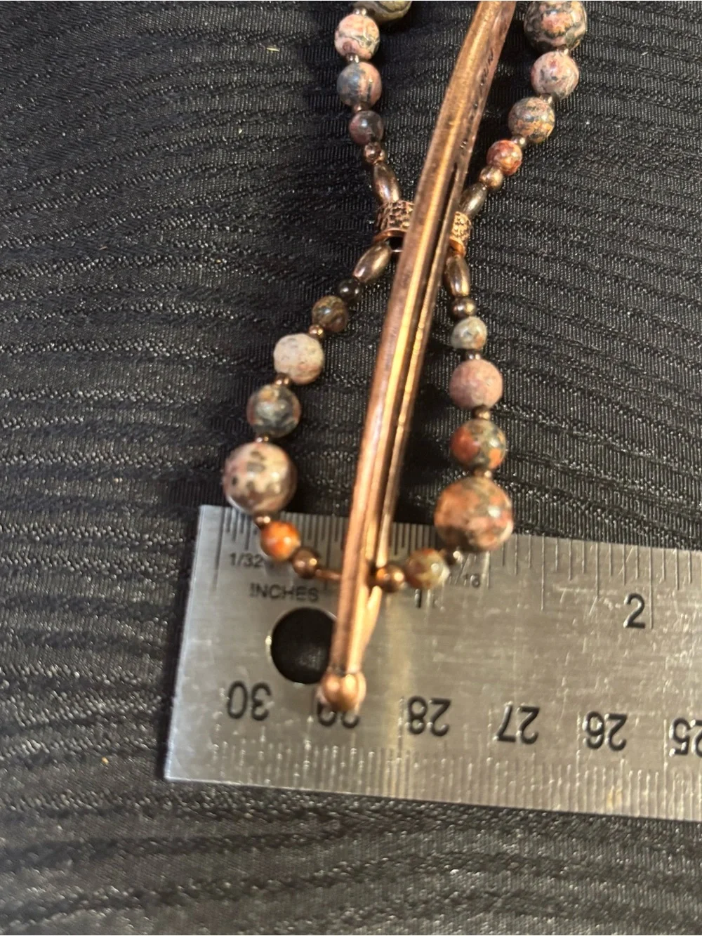 Lilla Rose Jana Flexi Flip Hair Clip 4327 Copper Leopard Skin Jasper Sz Small